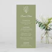 Bruiloft Diner en Bar Menu-Wildflower Elegance Menu (Staand voorkant)