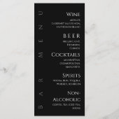Bruiloft Diner en Bar Menu-Zwart-Wit- Menu (Achterkant)