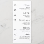 Bruiloft Diner en Bar Menu-Zwart-Wit- Menu (Achterkant)