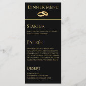 Bruiloft Diner en Drink Menu-Zwart en Goud- Menu (Voorkant)