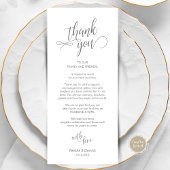 Bruiloft diner, plaats instelling dank u kaarten