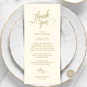 Bruiloft diner, plaats instelling dank u kaarten