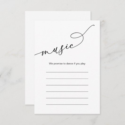 Bruiloft Diner Song Muziek Opties Informatiekaartje (Voorkant / Achterkant)