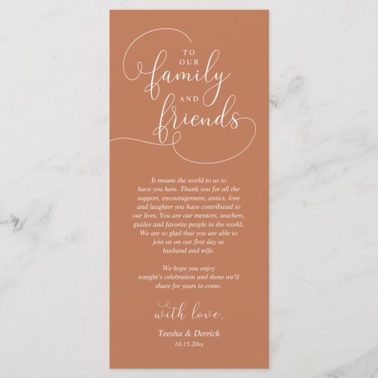 Bruiloft Dinner Place Instelling Dank u Kaart (Voorkant)