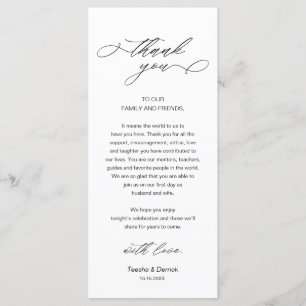 Bruiloft Dinner Place Instelling Dank u Kaart