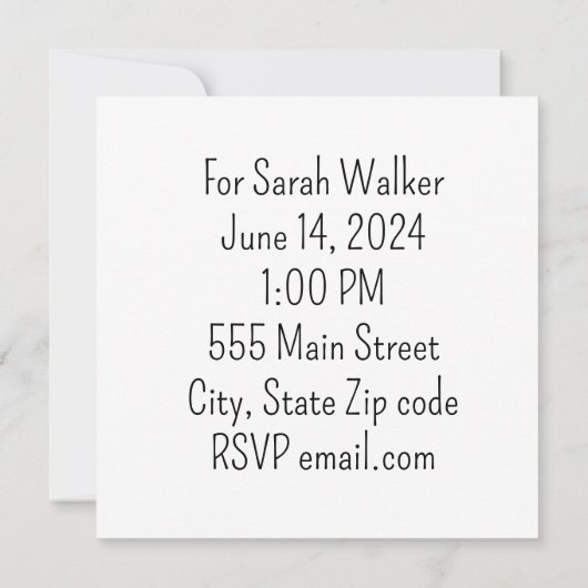 Bruiloft Douche uitnodiging (Achterkant)