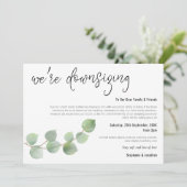 Bruiloft Downsizing Script Elegante Eucalyptus Aankondiging (Staand voorkant)