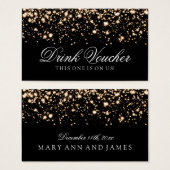 Bruiloft Drink Voucher Gold Midnight Glam Visitekaartjes (Voorkant /achterkant)