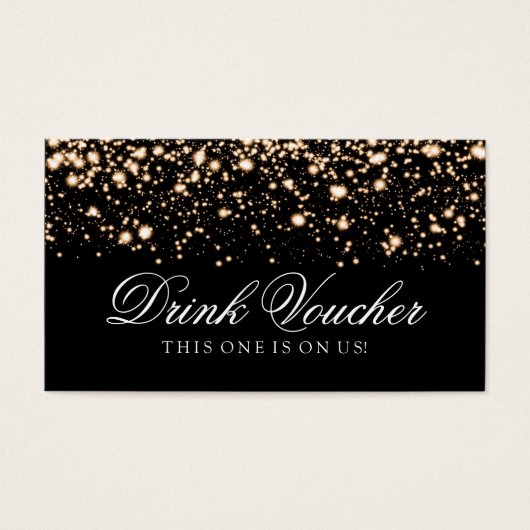 Bruiloft Drink Voucher Gold Midnight Glam Visitekaartjes (Voorkant)