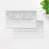 Bruiloft Drink Voucher Silver Bokeh Sparkle Lights Visitekaartjes (Bureau)