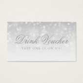 Bruiloft Drink Voucher Silver Bokeh Sparkle Lights Visitekaartjes (Voorkant)