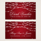 Bruiloft Drink Voucher Sparkling String Rood Visitekaartje (Voorkant /achterkant)