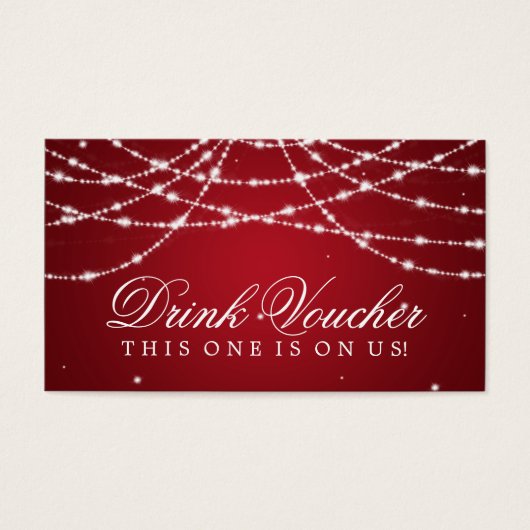 Bruiloft Drink Voucher Sparkling String Rood Visitekaartje (Voorkant)