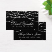 Bruiloft Drink Voucher Sparkling String Zwart Visitekaartje (Bureau)