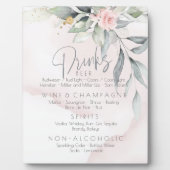Bruiloft | Drinken Menu BOHO Foliage Pink Rose Fotoplaat (Voorkant)