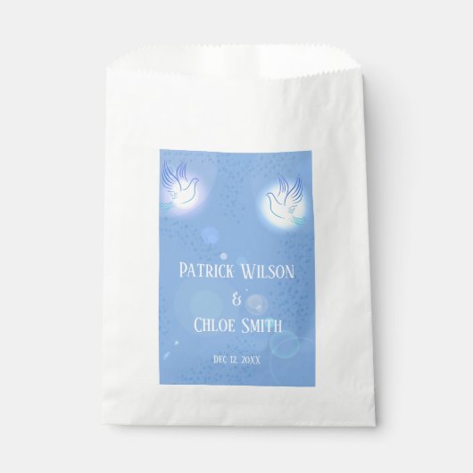 Bruiloft duif blauwe verlichting bedankzakje (Voorkant)