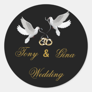 Bruiloft duiven Custom Bruiloft Zwart Ronde Sticke Sticker