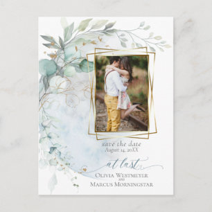 bruiloft   Dusty Blue Over the Moon in Love Briefkaart