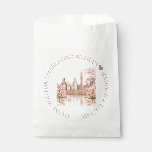 Bruiloft Dusty Roze Waterverf NYC Custom Bedankzakje (Voorkant)