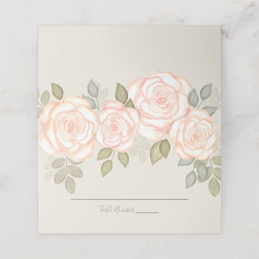 Bruiloft Elegant Aquarel Bloem Tafelnummer (Buitenkant ongevouwen)