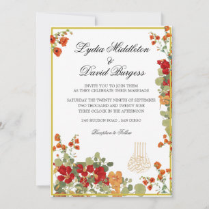 Bruiloft Elegant Bismillah Floral Modern Kaart