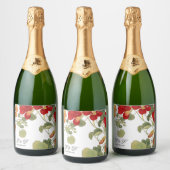 Bruiloft Elegant Bloemen Sinaasappel Custom Sparkling Wijnetiket (Flessen)