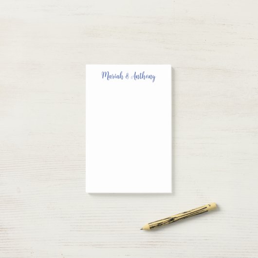 Bruiloft Elegant Creatief Klassiek Blauw Wit Post-it® Notes (Op bureau)