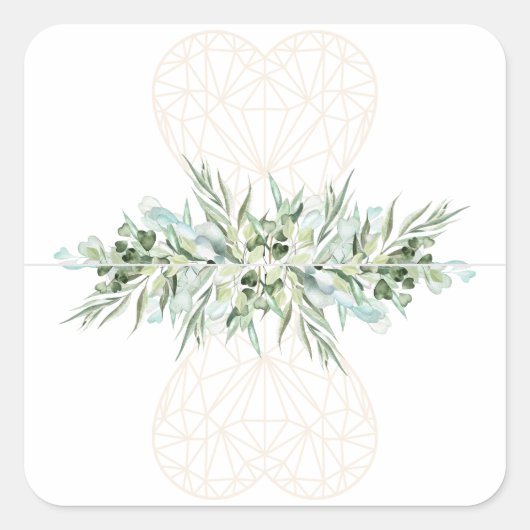 Bruiloft Elegant Hart Bladblad Divider Tabs Vierkante Sticker (Voorkant)