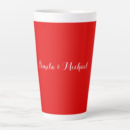 Bruiloft Elegant Minimalistisch Klassiek Warm Rood Latte Mok (Voorkant)