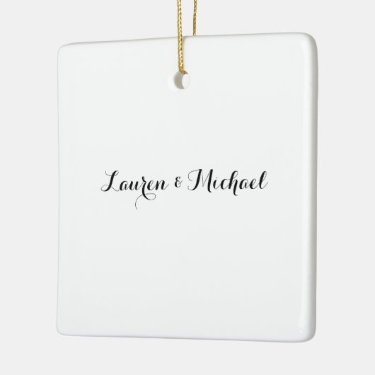 Bruiloft Elegant Minimalistische Kalligrafie Zwart Keramisch Ornament (Links)