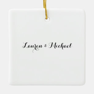 Bruiloft Elegant Minimalistische Kalligrafie Zwart Keramisch Ornament