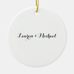 Bruiloft Elegant Minimalistische Kalligrafie Zwart Keramisch Ornament