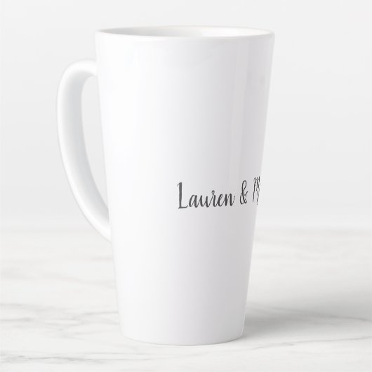 Bruiloft Elegant Minimalistische Kalligrafie Zwart Latte Mok (Linkerhoek)