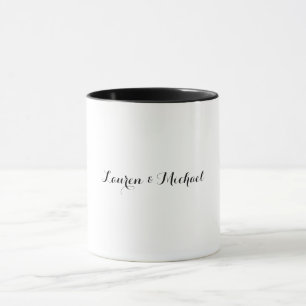 Bruiloft Elegant Minimalistische Kalligrafie Zwart Mok