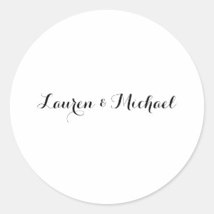 Bruiloft Elegant Minimalistische Kalligrafie Zwart Ronde Sticker