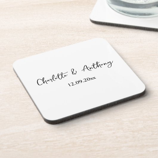 Bruiloft Elegant Script Creatief Zwart Wit Bier Onderzetter (Linkerzijde)