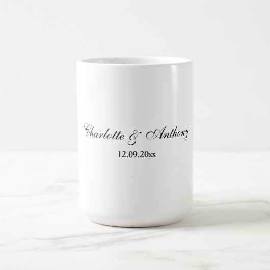 Bruiloft Elegant Script Creatief Zwart Wit Koffiemok (Center)