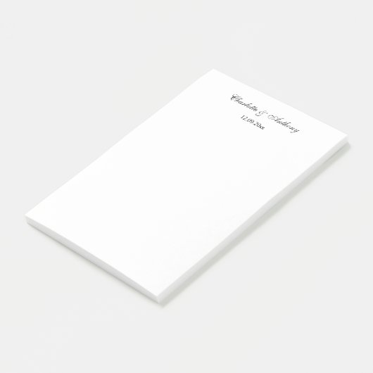 Bruiloft Elegant Script Creatief Zwart Wit Post-it® Notes (Schuin)
