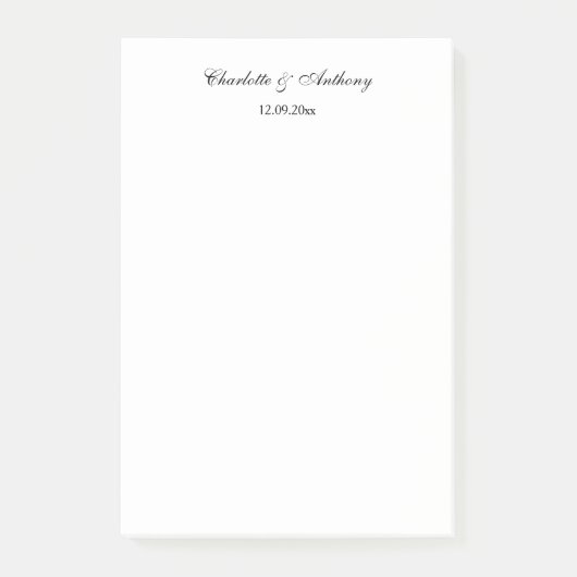 Bruiloft Elegant Script Creatief Zwart Wit Post-it® Notes (Voorkant)