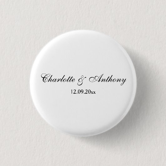 Bruiloft Elegant Script Creatief Zwart Wit Ronde Button 3,2 Cm (Voorkant)