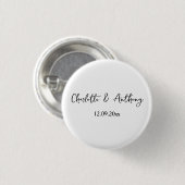 Bruiloft Elegant Script Creatief Zwart Wit Ronde Button 3,2 Cm (Voorkant /achterkant)