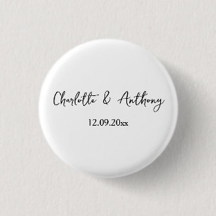 Bruiloft Elegant Script Creatief Zwart Wit Ronde Button 3,2 Cm