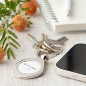 Bruiloft Elegant Script Creatief Zwart Wit Sleutelhanger (Zijkant)