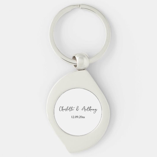 Bruiloft Elegant Script Creatief Zwart Wit Sleutelhanger (Voorkant)