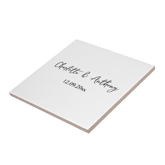 Bruiloft Elegant Script Creatief Zwart Wit Tegeltje (Zijkant)