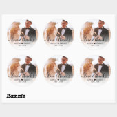 Bruiloft Elegant Script Heart Photo Dank u Ronde Sticker (Vel)