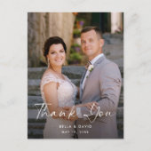 Bruiloft Elegant Script Photo Dank u Briefkaart (Voorkant)