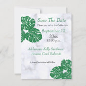 Bruiloft Elegante Moderne Marmeren Tropische Blade Save The Date (Voorkant)