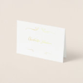 Bruiloft Elegante Script Naam Plaats Echt Goud Folie Kaarten (Voorkant)