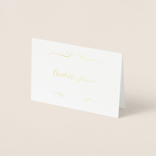 Bruiloft Elegante Script Naam Plaats Echt Goud Folie Kaarten (Voorkant)